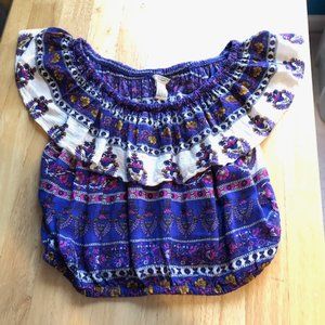 Forever 21 Boho Crop Top Purple White Size M